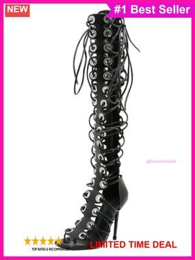Peep Toe Lace Up High Heel Gladiator Over The Knee Sandals